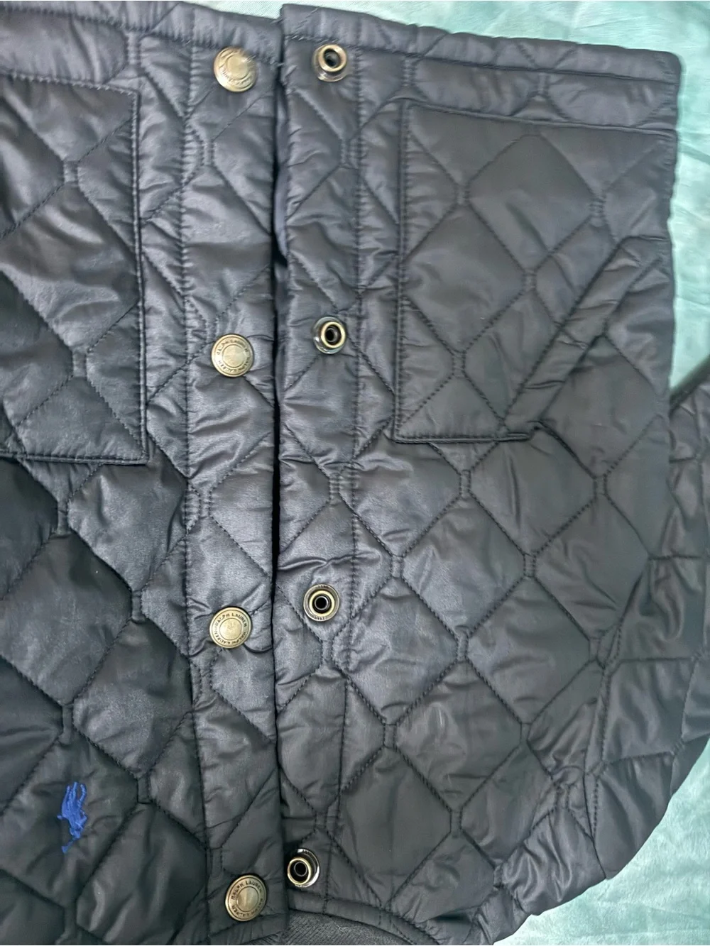 Ralph Lauren Navy Quilted Puffer Jacket with Embroidered Pony